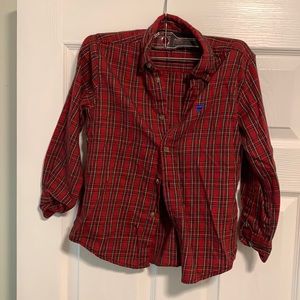 Red plaid long sleeve button up boys